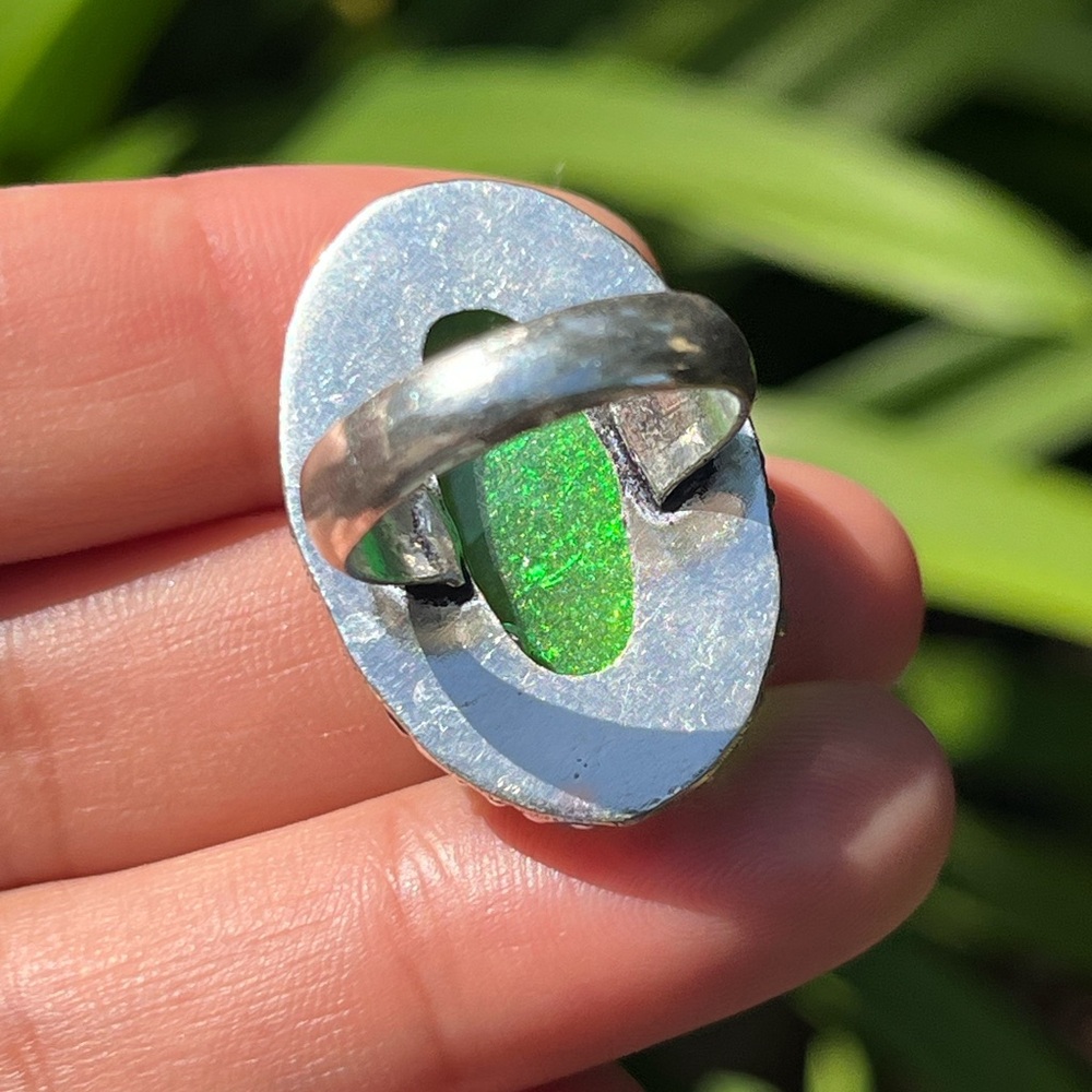 Size 6.5 925 silver plated opalite ring - Picture 3 of 6